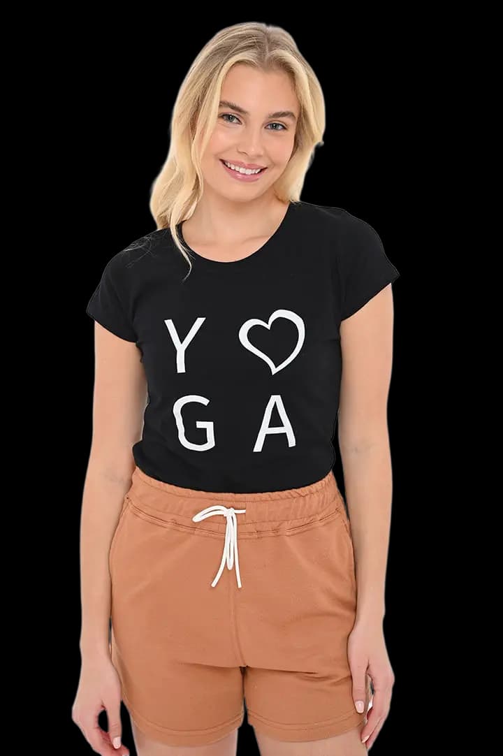 Μπλούζα μακό λαιμόκοψη στάμπα #768YOGA.Μαύρο -  12