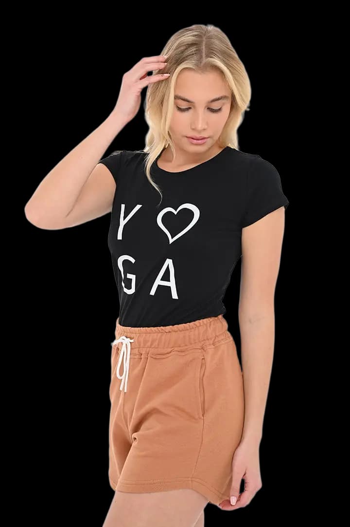 Μπλούζα μακό λαιμόκοψη στάμπα #768YOGA.Μαύρο -  5
