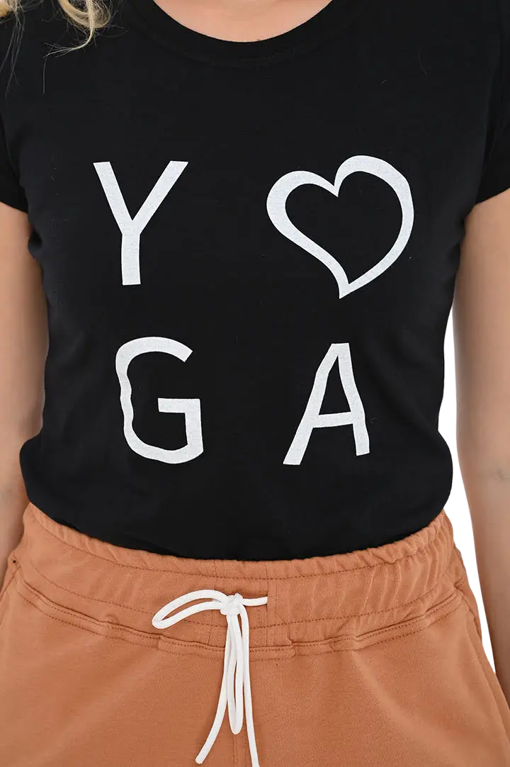 Μπλούζα μακό λαιμόκοψη στάμπα #768YOGA.Μαύρο -  4