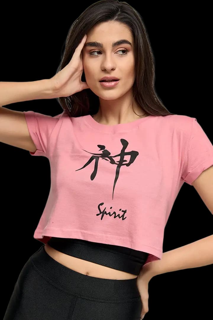 Μπλουζάκι μακό κοντό (CROP TOP) #1224 - Ροζ