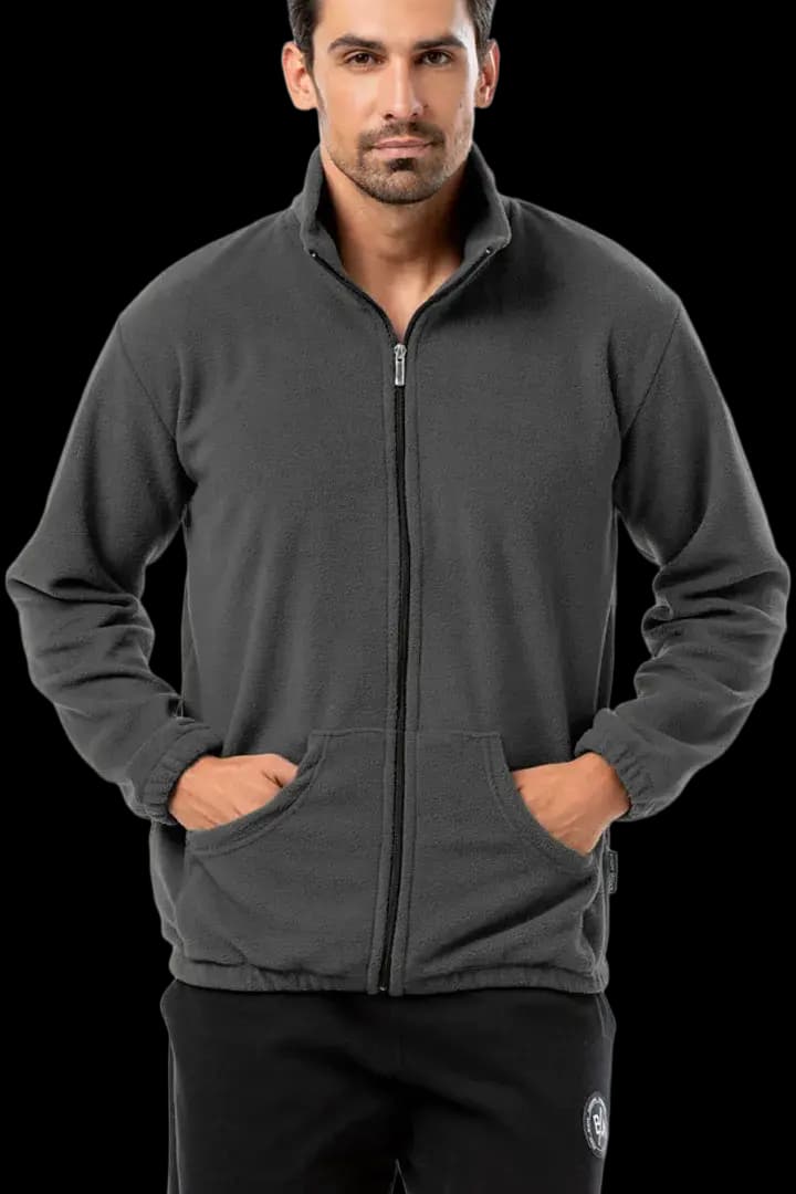 Ζακέτα fleece με γιακά υπερμέγεθος #1429 - Ποντικί