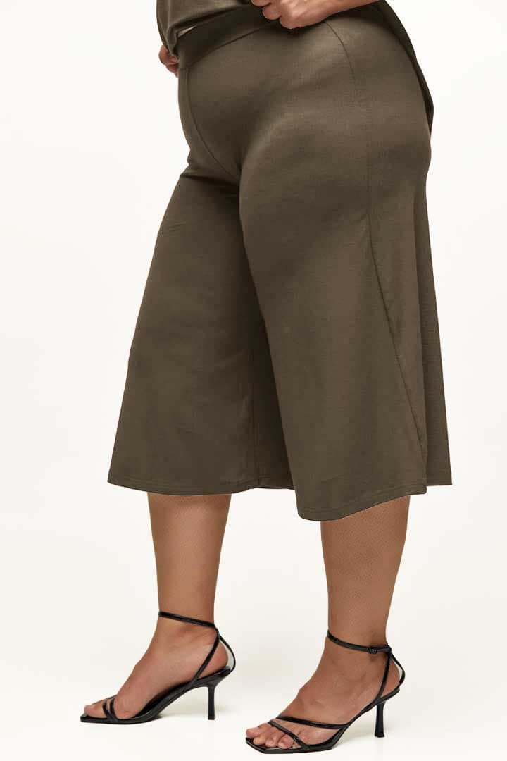 Ζιπ Κιλότ viscoze PLUS SIZE #1293 - Καφέ - Προϊόν