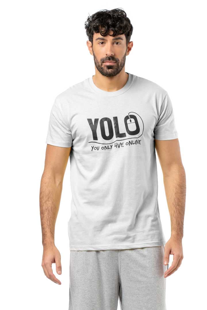 Μπλούζα μακό λαιμόκοψη και στάμπα #1336 YOLO - Λευκό - Λευκό